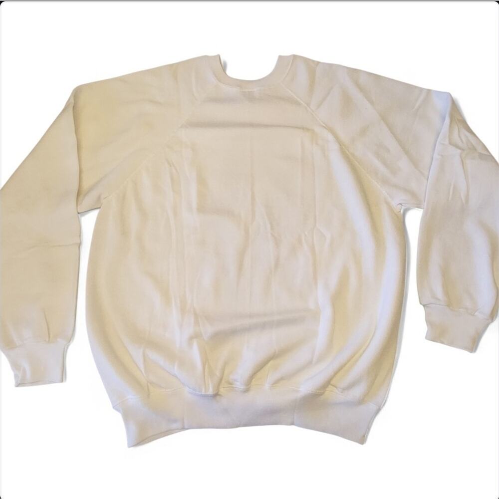 NWOT Tultex Maximum Sweats Unisex Size Large White Crewneck Retro Sweatshirt